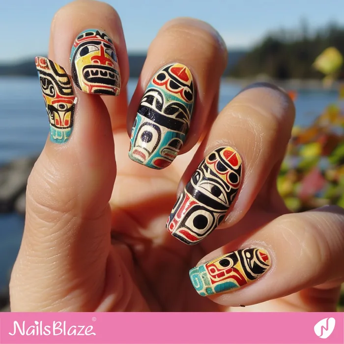 Totem-inspired Haida Gwaii Nail Design | Tribal Nails - NB4192